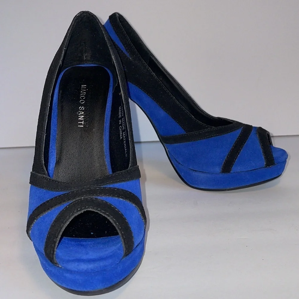 MARCO SANTI blue cobalt Virginia heels pumps in women’s 5.5M - Picture 9 of 14